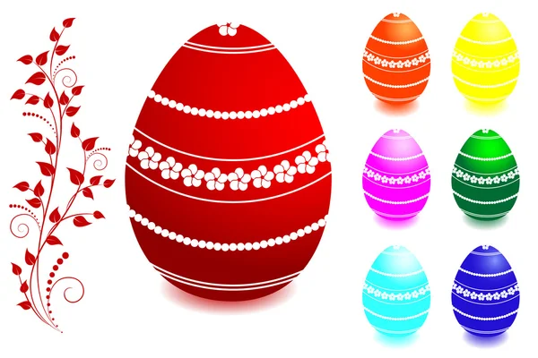 Set Easter Eggs Floral Ornaments Vector — Stock Vector