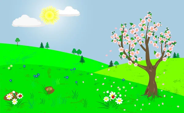 Весна и пейзаж . — стоковый вектор