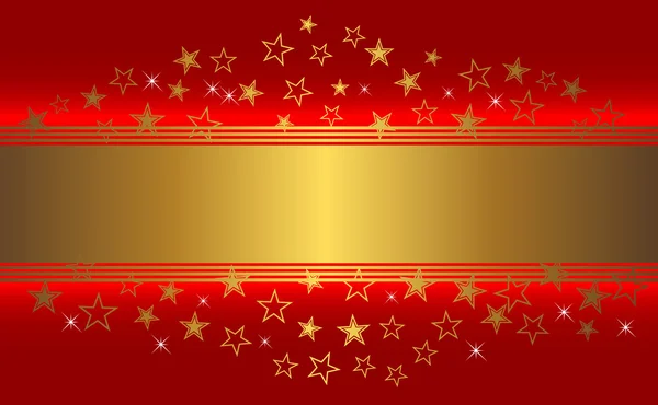 Rode Achtergrond Met Gouden Banner Sterren Vector — Stockvector