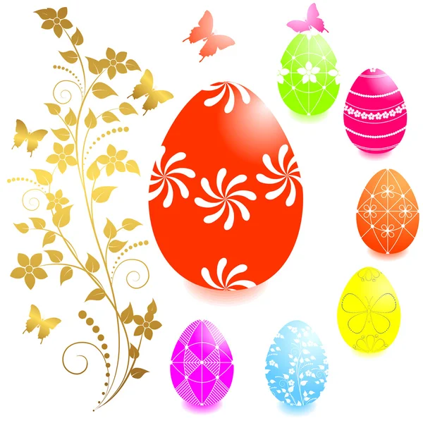 Conjunto de huevos de Pascua. — Vector de stock