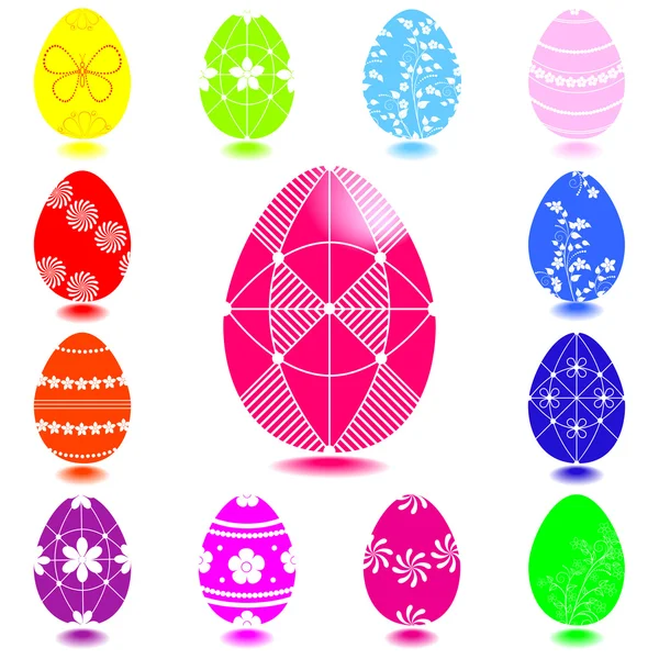 Conjunto de ovos de Páscoa. — Vetor de Stock