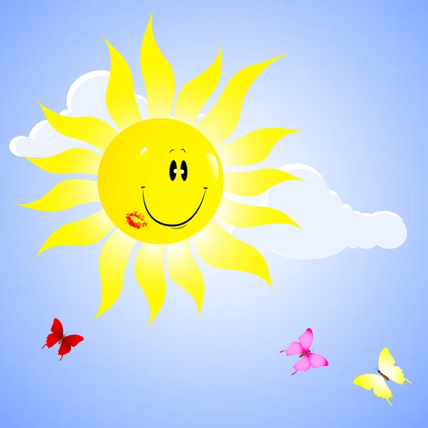 Soleil souriant . — Image vectorielle