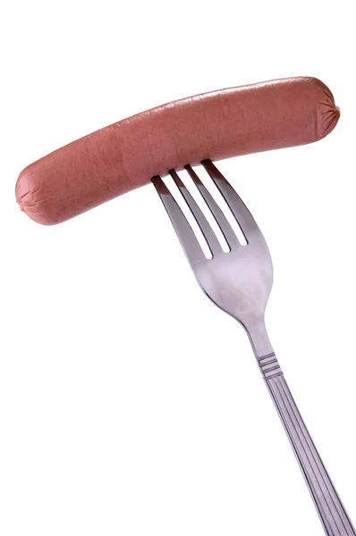 Sausage impaled on fork — Stock Photo, Image