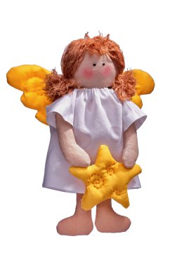 Interernaja toy a doll an angel in style Tilda on a white background clipart