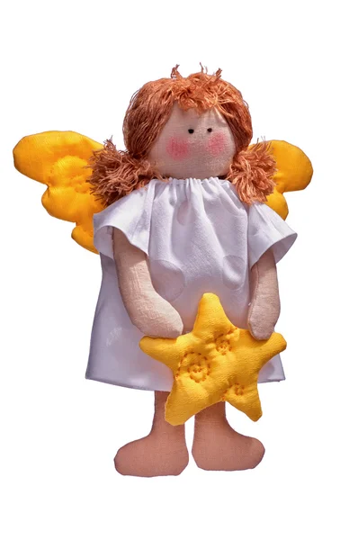 Interernaja Toy Doll Angel Style Tilda White Background — Stock Photo, Image