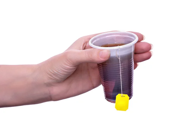 Tè in un bicchiere di plastica — Foto Stock