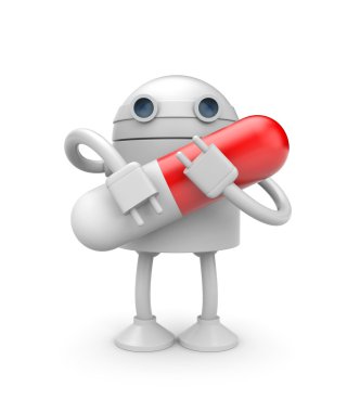 Robot with pills clipart