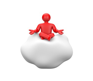 Person hovers in the clouds or offer something clipart