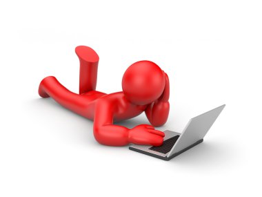 Person work or relax on laptop clipart