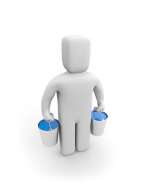 Worker with bucket clipart