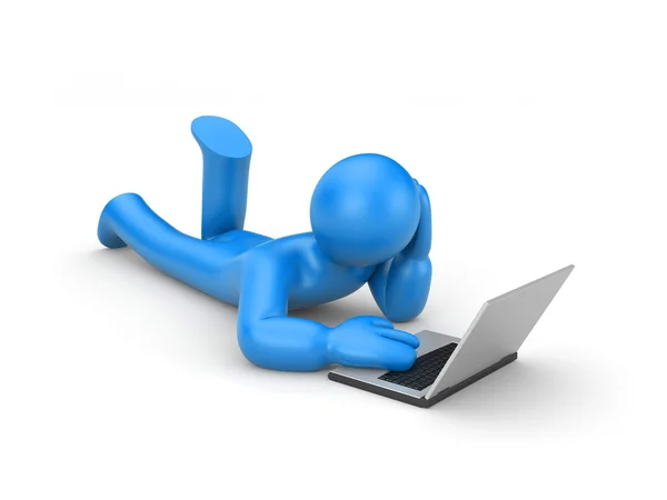 Person arbeta eller koppla av på laptop — Stockfoto