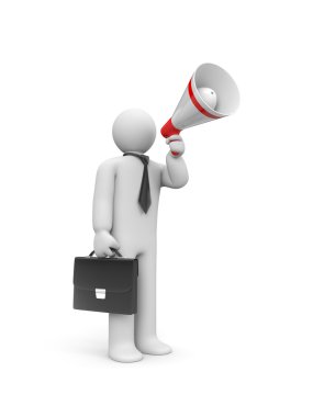 The businessman calls for megaphone. Probably makes recruitment of workers clipart