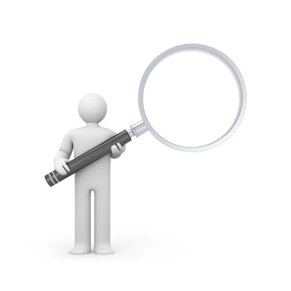 Character and magnify glass — Stock Photo, Image