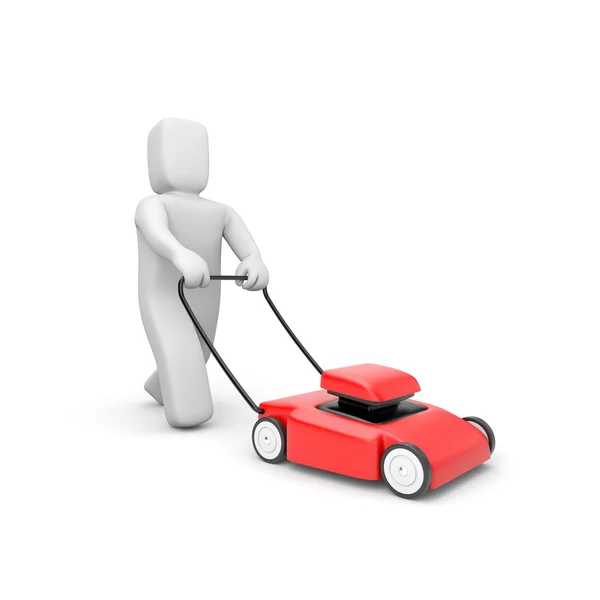 Gardener with mover — Stock Photo, Image