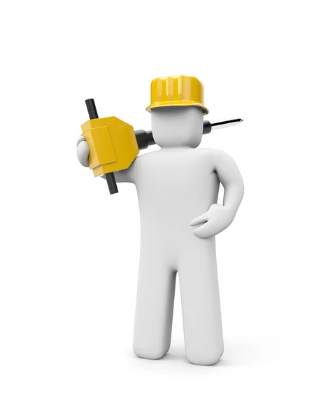 Trabalhador segurar jackhammer — Fotografia de Stock