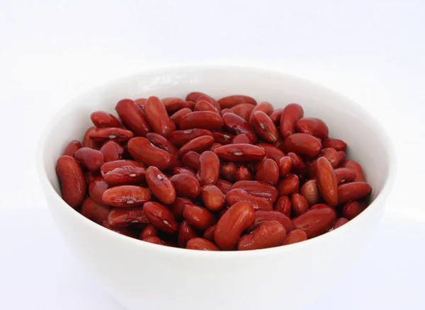 Veel Gekookte Rode Bonen Kom Witte Achtergrond — Stockfoto