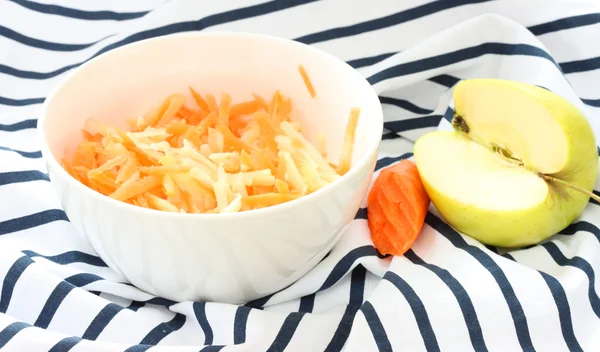 Close View Grated Carrot Apple White Bowl — Stock Photo, Image