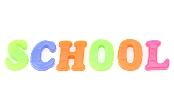 Ordet skola från leksak färgglada bokstäver — Stockfoto