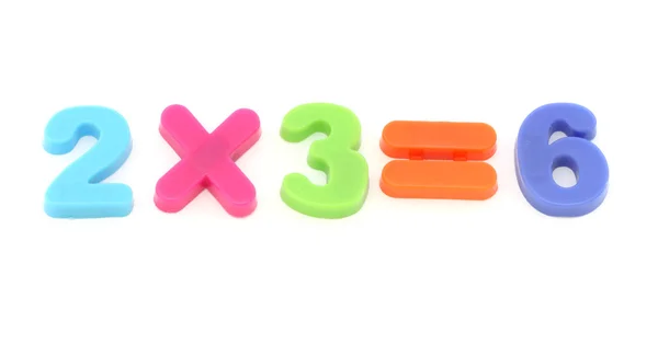 Números Formados Partir Dígitos Brinquedo Coloridos Plástico Fundo Branco — Fotografia de Stock