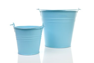 Two empty blue buckets clipart