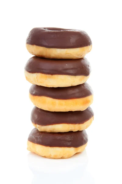 Pile of chocolate donuts — Stock Photo, Image
