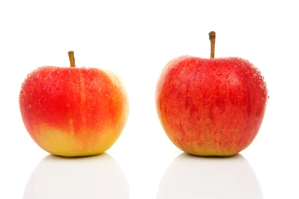 Två saftiga röda äpplen — Stockfoto