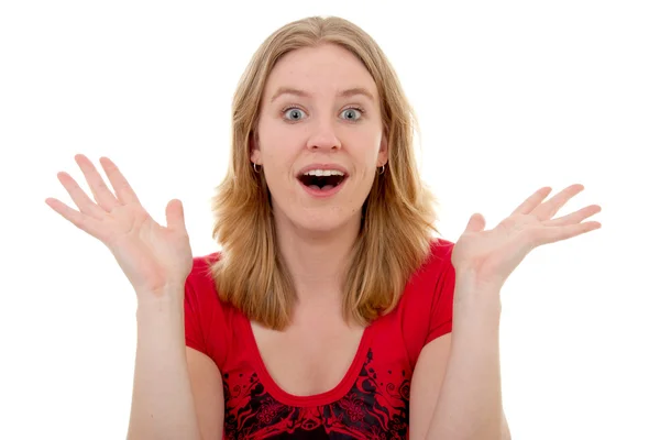 Woman is looking surprised — Stock Photo, Image