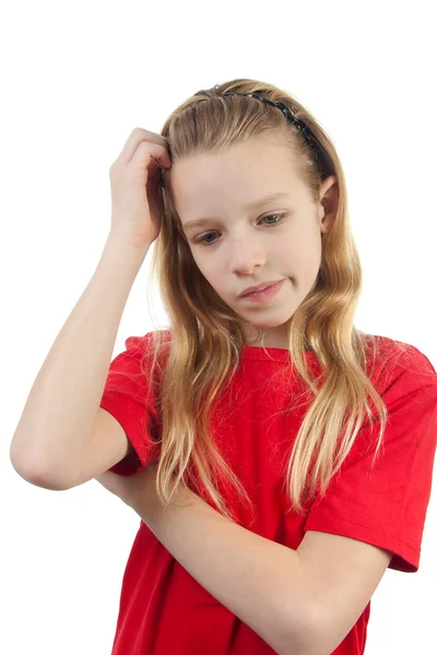 Portrait of thinking young girl — Stock Photo, Image