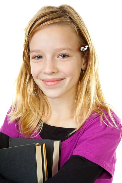 Ung flicka bär böcker — Stockfoto