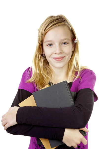 Young girl carry books — Stock Photo, Image