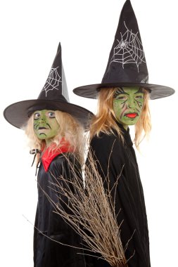 Two green halloween witches clipart