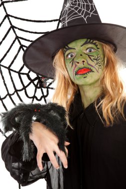 Scary green witches for Halloween clipart
