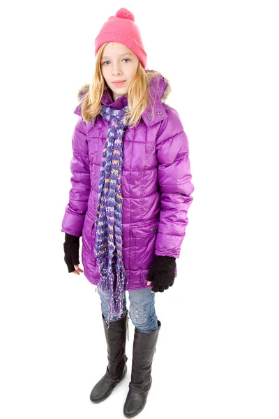 Ung flicka i vinter outfit — Stockfoto