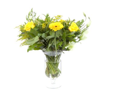 Bouquet of yellow flowers in vase clipart