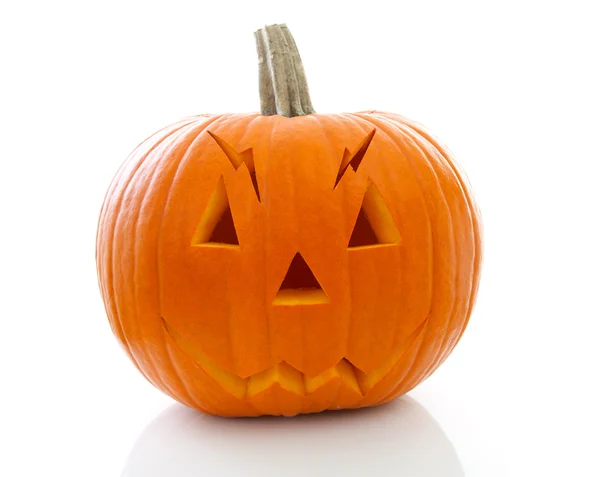 Scary halloween pumpkin with face — Stock Photo, Image