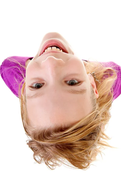 Teenage girl seen from above — Stock Photo, Image