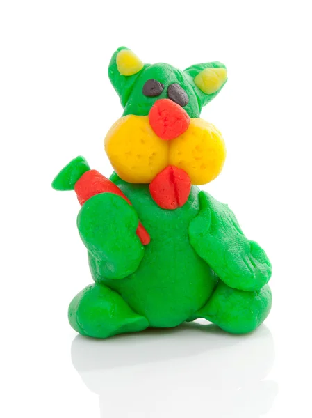 Grön bunny lera modellering — Stockfoto
