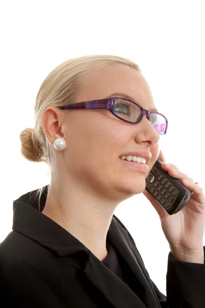 Porträt einer Geschäftsfrau in Nahaufnahme am Telefon — Stockfoto