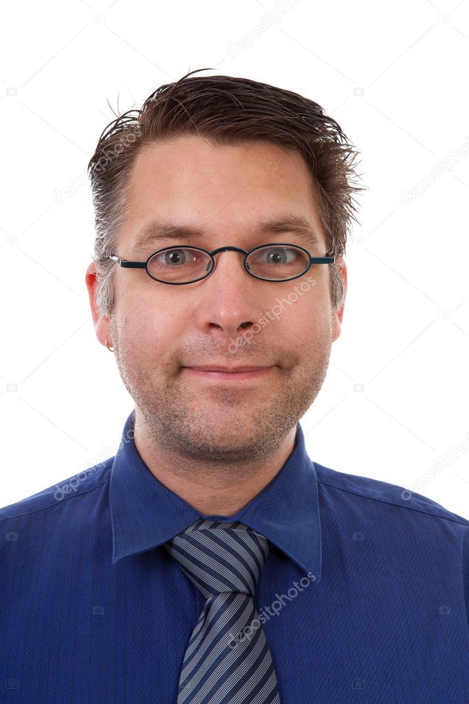 Portrait of male nerdy geek