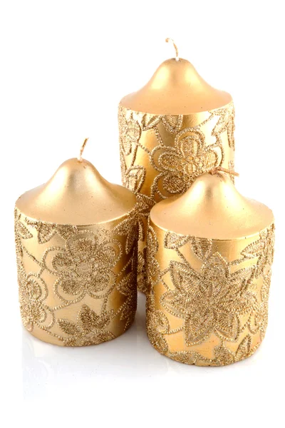 Tres velas doradas — Foto de Stock