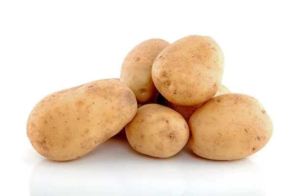 Stack Unpeeled Potatoes Isolated White Background — Stock Photo, Image