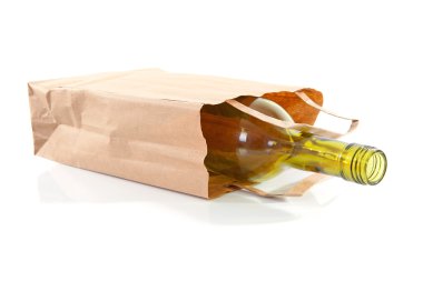 Paper bag with bottle inside clipart