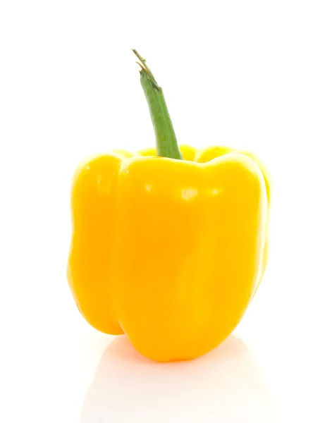 One Fresh Yellow Paprika White Background — Stock Photo, Image