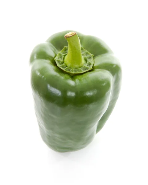 One Fresh Green Paprika White Background — Stock Photo, Image