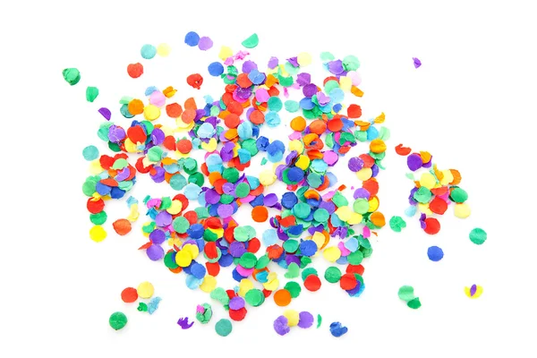 Confete Colorido Sobre Fundo Branco — Fotografia de Stock