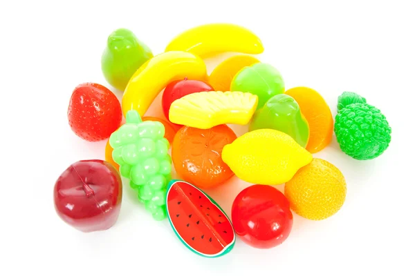 Colorful Plastic Food White Background — Stock Photo, Image