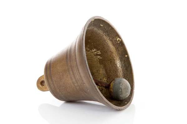 Old Bronze Bell Isolated White Background — Stock Photo, Image