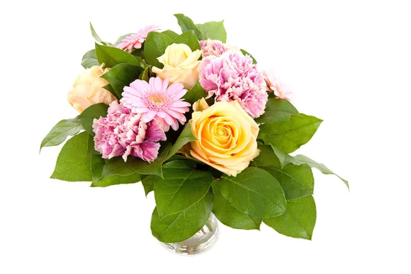 Bouquet Beautiful Flowers Vase White Background — Stock Photo, Image