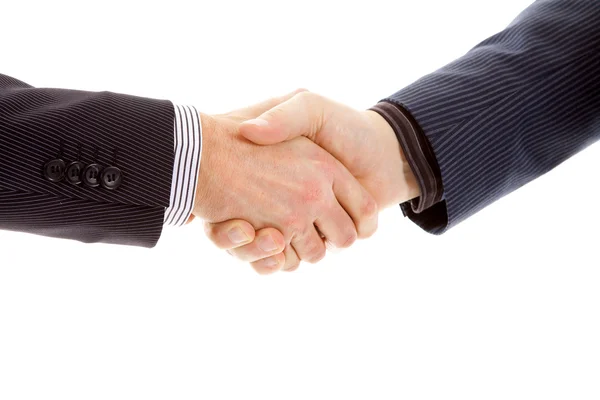 Zakenman Handshake Maken Close Witte Achtergrond — Stok fotoğraf