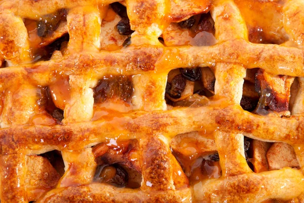 Background Delicious Home Baked Apple Pie Closeup — Stock Photo, Image